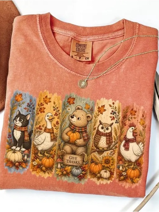 Comfort Colors Tops - Comfort Colors Little Bear Thanksgiving Tee Vintage Bear and Woodland Animals